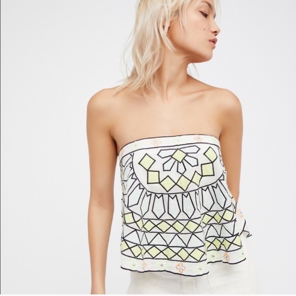 Free People Tops - FREE PEOPLE EMBROIDERED SUNDAY MORNING TUBE TOP